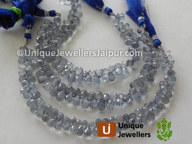 Blue Quartz Faceted Drop Beads